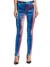 Roberto Cavalli Women's Straight-leg Lurex Shimmer Pants In Blue