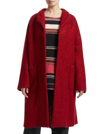 Marina Rinaldi Boucl Wool Cocoon Coat In Red