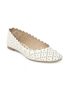 Chloé Women's Lauren Perforated & Studded Leather Ballet Flats In Natural White
