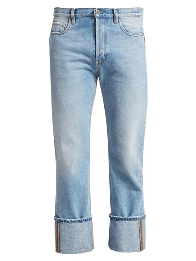 Valentino Men's Cuffed Straight-leg Jeans In Denim Chiaro