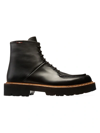 Bally Men's Lybern Leather Combat Boots In Black