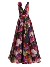 Marchesa Women's Floral Silk Organza Gown In Violet