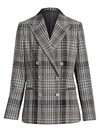 BRUNELLO CUCINELLI WOMEN'S PLAID DOUBLE-BREASTED JACKET,0400010696417
