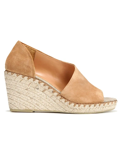 Vince Women's Sonora Peep-toe Suede Espadrille Wedge Sandals In Tan