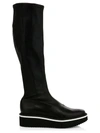 Clergerie Women's Boya Leather Platform Tall Sock Booties In Black