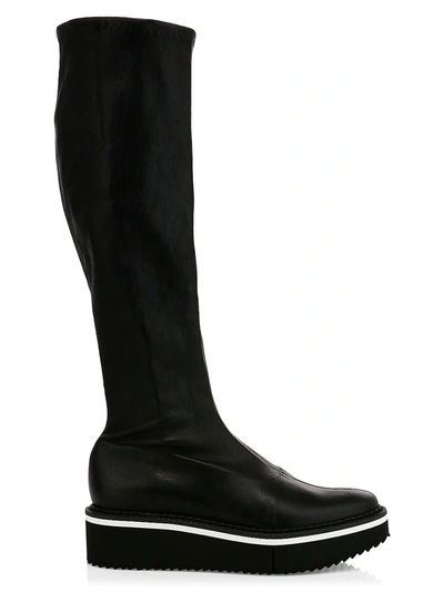 Clergerie Women's Boya Leather Platform Tall Sock Booties In Black