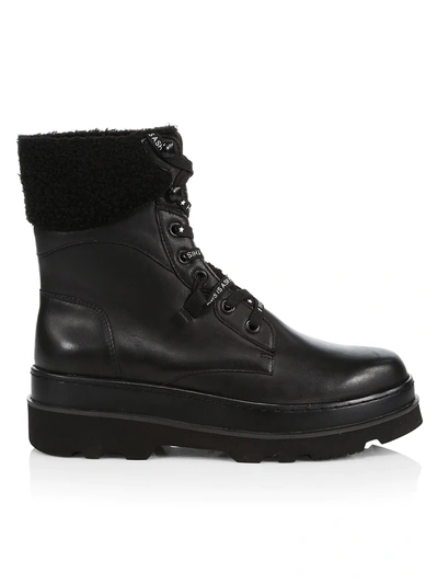 Ash Women's Siberia Faux Fur-lined Leather Combat Boots In Black