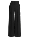 Stella Mccartney Women's Wide-leg Wool Cargo Pants In Black