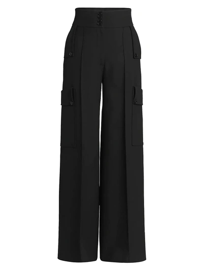 Stella Mccartney Women's Wide-leg Wool Cargo Pants In Black