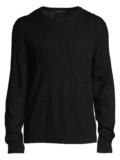 John Varvatos Men's Regular-fit Bristol Mercerized Crackle Stitch Sweater In Black