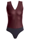 Commando Faux Leather V-neck Bodysuit In Oxblood