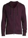 John Varvatos Men's Richmond Long-sleeve Marled Wool-blend Zip Hoodie In Port