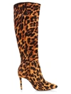Schutz Women's Emilia Knee-high Leopard-print Calf Hair Boots In Sandstone