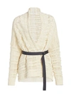 Brunello Cucinelli Women's Chunky Open-weave Cotton Wrap Cardigan In Ivory