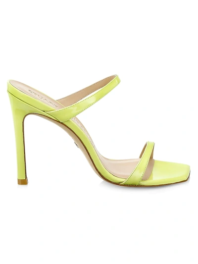 Stuart Weitzman Women's Aleena Patent Leather Mules In Lime
