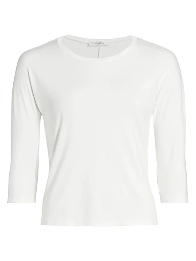 Max Mara Women's Crice Jersey Three-quarter Sleeve Top In White