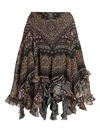 Etro Women's Queen Of 1964 Seersucker Ruffle High-low Silk Skirt In Black