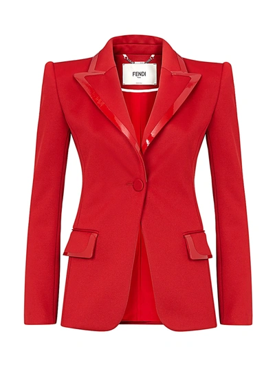 Fendi Women's Leather-trim Piqué Jacket In Baroque Red