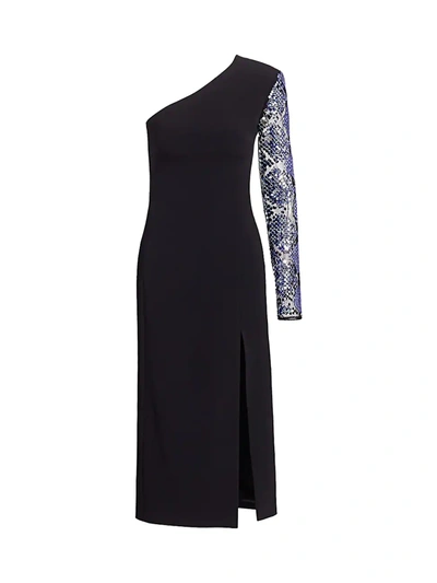 David Koma Women's Embellished One Sleeve Pencil Dress In Black Blue