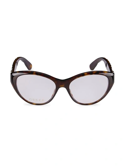 Gucci 54mm Cat Eye Optical Glasses In Havana