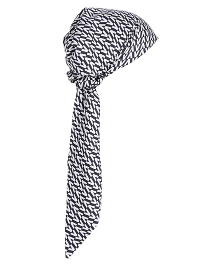 Valentino Garavani Logo-printed Silk Turban Headband In Black White