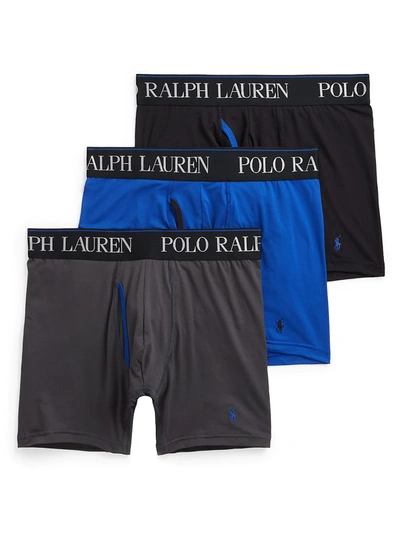 Polo Ralph Lauren 3-pack 4d Flex Boxer Briefs In Charcoal,rugby Royal,polo Black