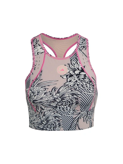 Adidas Originals Floral Print Crop Top In Pink Multi