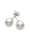MIKIMOTO WOMEN'S ESSENTIAL ELEMENTS 18K WHITE GOLD & 5MM WHITE CULTURED PEARL STUD EARRINGS,400089776130