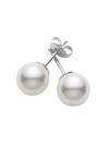 MIKIMOTO WOMEN'S ESSENTIAL ELEMENTS 18K WHITE GOLD & 6MM WHITE CULTURED PEARL STUD EARRINGS,418710524578