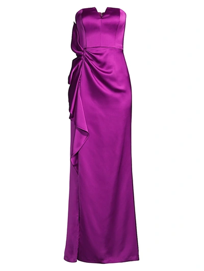 Aidan Mattox Strapless Sweetheart Flare Gown In Dark Magenta