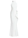 Chiara Boni La Petite Robe Gudrum Halter Ruffle Gown In White