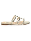 Valentino Garavani Rockstud Flat Leather Slides In Silver