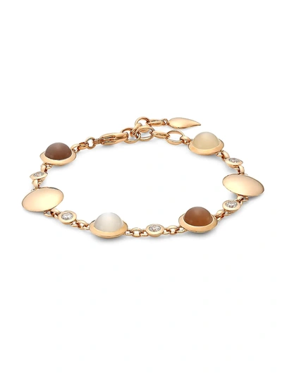 Tamara Comolli Bouton 18k Rose Gold, Diamond & Tri-tone Moonstone Link Bracelet