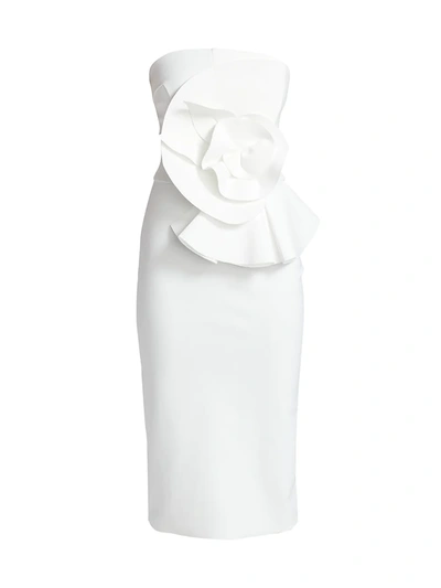 Chiara Boni La Petite Robe Hebe Strapless Ruffle Sheath Dress In White