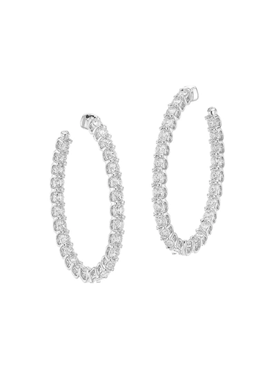 Hearts On Fire 18k White Gold & Diamond Inside-out Oval Hoop Earrings
