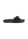 ADIDAS ORIGINALS BY PHARRELL WILLIAMS 'CHANCLETAS HU' SLOGAN PADDED STRAP SLIDES