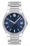 Movado Men's Swiss Se Stainless Steel Bracelet Watch 41mm In Silver/blue