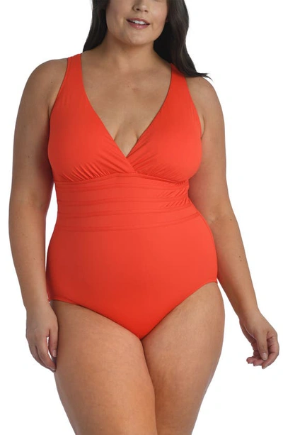 La Blanca Island Goddess Tummy-control Strappy One-piece Swimsuit Women's Swimsuit In Paprika