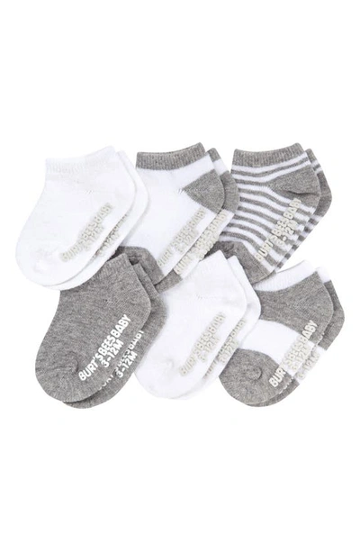 Burt's Bees Babies' Assorted 6-pack Ankle Socks In Heather Grey