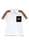 BURBERRY KIDS' JOHNATHAN CHECK PANEL PIQUÉ POLO,8036419