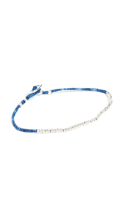 Mikia Small Silver Beads Bracelet In Indigo