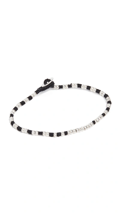 Mikia Silver Beads Bracelet In Black