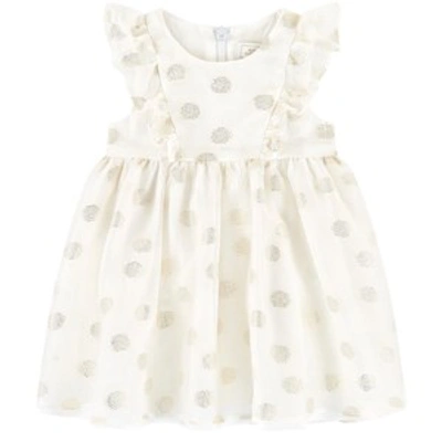 Tartine Et Chocolat White Dotted Baby Dress In Blue