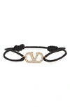 VALENTINO GARAVANI VALENTINO VLOGO SIGNATURE PAVE CORD BRACELET,VW2J0F81YAB