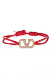 VALENTINO GARAVANI VALENTINO VLOGO SIGNATURE PAVÉ CORD BRACELET,VW2J0F81YAB