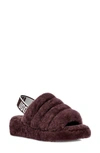 Ugg Women's Fluff Yeah Sheepskin Slingback Slippers In Red/ Black Leopard