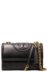 Tory Burch Fleming Leather Convertible Shoulder Bag In Black