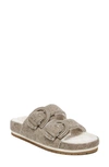 Vince Glyn Wool Shearling Double Buckle Slide Sandals In Marble