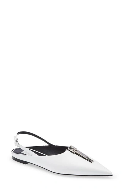 Stella Mccartney Slingback Pointed Miles With Zip Detail In White