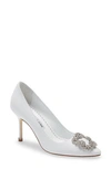 Manolo Blahnik Hangisi Crystal Buckle Pump In Lcrm